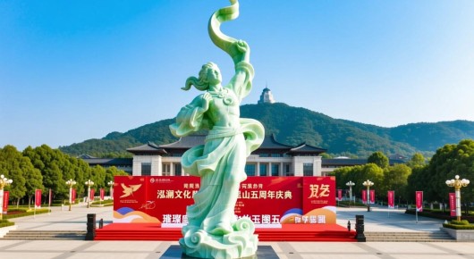 昆山玉山广场雕塑是谁：泓澜文化助力昆山玉山五周年庆典，璀璨盛典，文化与艺术的完美融合